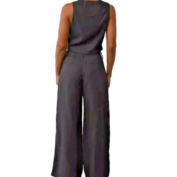 AE American Eagle Womens 8 Tall Pants High‎ Rise Trousers Pleated Wide-Leg - Picture 2 of 12